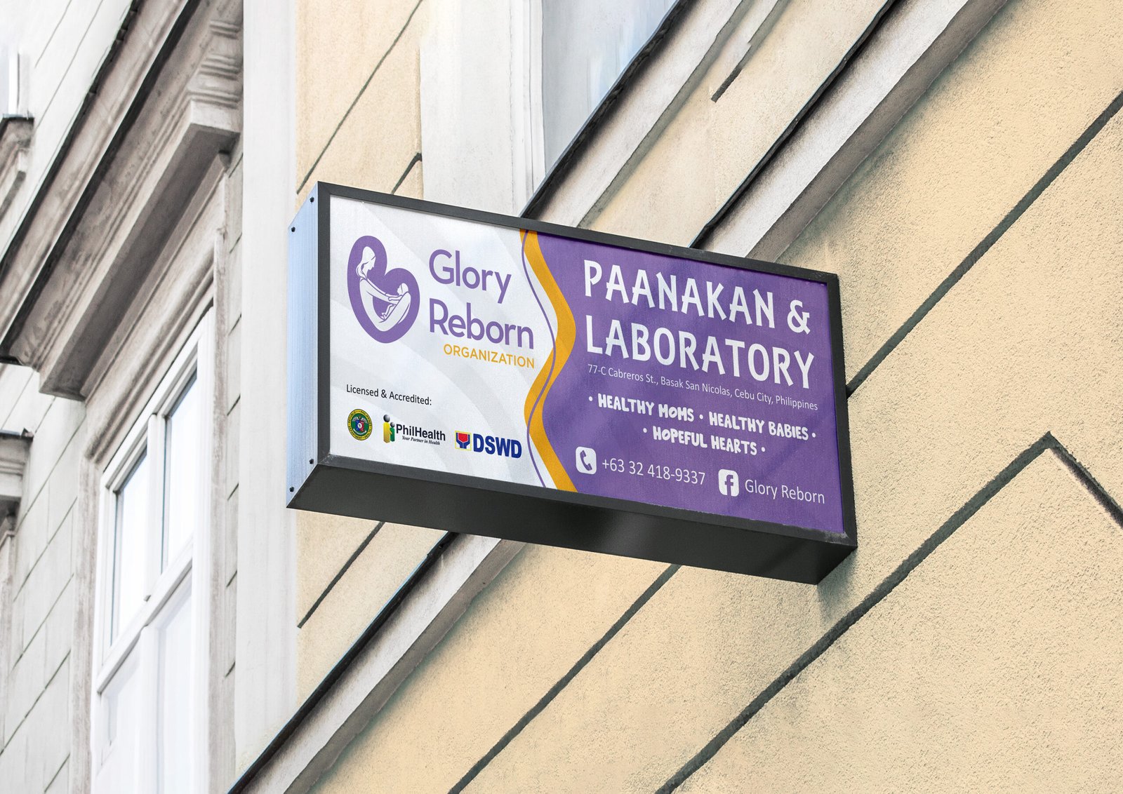 glory reborn store sign mockup a4