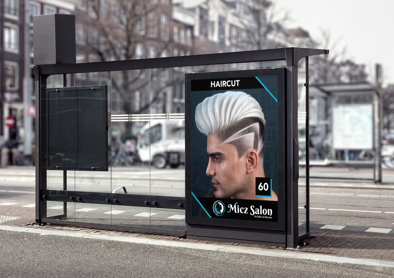 micz bus stop billboard mockup a4